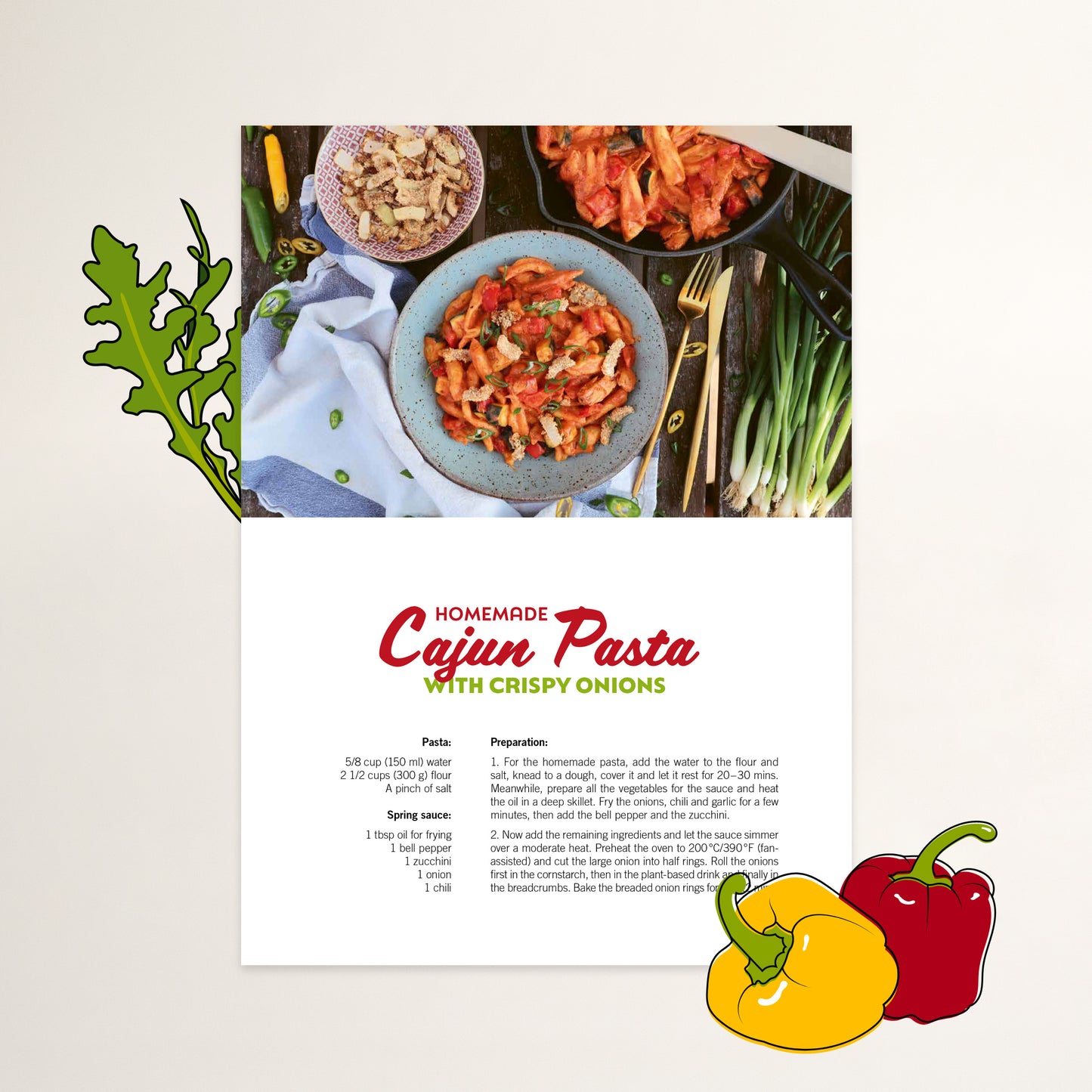 vegan recipe cajun pasta from fitgreenmind cookbook by Maya Leinenbach